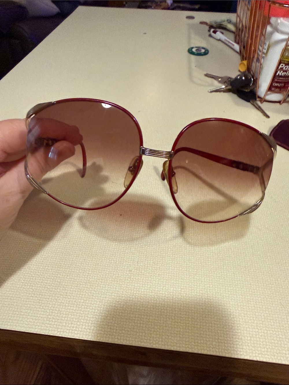 Dior Women's Red Frame Sunglasses with Brown Gradient Lenses